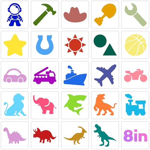 24PCS Stencils for Kids, 8-inch Large Stencils for Painting, Reusable