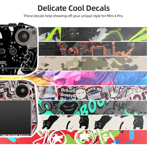Skin Stickers Compatible with DJI Mini 4 Pro, Waterproof Sticker Decal Skin DIY Accessory for DJI Mini 4 Pro Drone and RC 2 Controller (E) - color: E