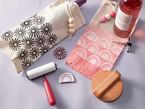 Speedball Block Printing Fabric Starter Kit, 7 Pieces – Includes Ink, Hard Brayer, Lino Handle and Cutters, Speedy-Carve Relief Carving Rubber (Pack of 2) - size: 7 Piece Fabric Kit (Pack of 2)