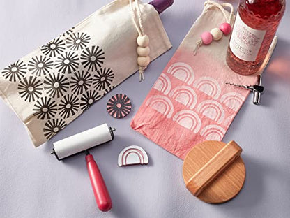 Speedball Block Printing Fabric Starter Kit, 7 Pieces – Includes Ink, Hard Brayer, Lino Handle and Cutters, Speedy-Carve Relief Carving Rubber (Pack of 2) - size: 7 Piece Fabric Kit (Pack of 2)