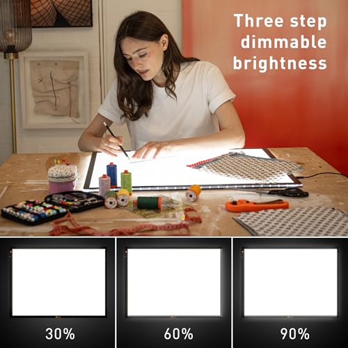 Daylight Wafer 3 Light Pad (A2+) Dimmable with Memory Function, Perfect for Tracing, Sketching, Scrapbooking and Other Craft Projects,18X23.5 inches, Black - style: Wafer3 (A2+)