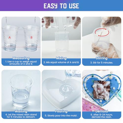 Vivresina Epoxy Resin Kit with Molds 17 OZ, Complete Set for Beginners