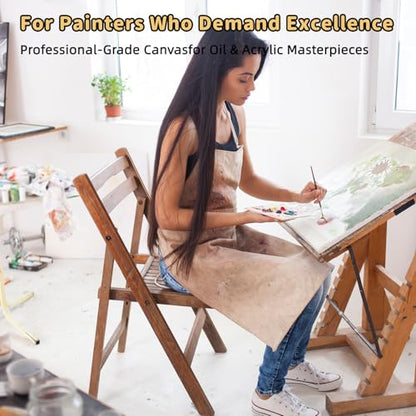 4-Pack 24x24 Square Stretched Canvas Cotton for Oil & Acrylic (60 x 60 cm) - size: 4PK - 24"x24"