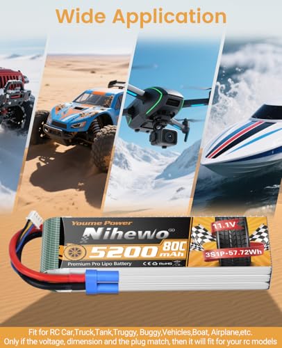 3S Lipo Battery EC5 5200mAh 11.1V 80C Softcase for RC Car Drone 2pcs - style: 2x 11.1V 5200mAh