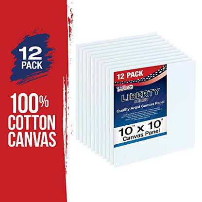 U.S. Art Supply 10 X 10 Inch Art Canvas Board Panels 12 Pack - 8 Ounce - size: 10" x 10"