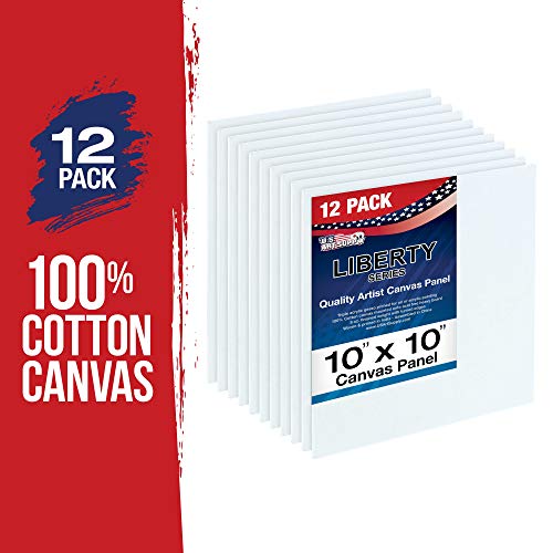 U.S. Art Supply 10 X 10 Inch Art Canvas Board Panels 12 Pack - 8 Ounce - size: 10" x 10"