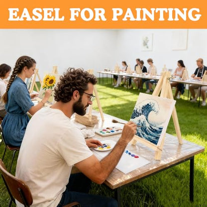 25 Pack 9" Wood Easels, Tabletop Tripod Stand for Painting Party & Crafts