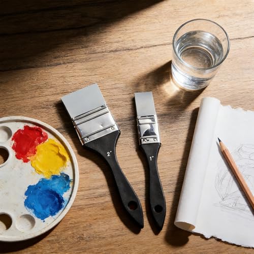 1 Inch & 2 Inch Silicone Paint Brush, Flat Color Shapers for Artist Acrylic - size: 1 inch and 2 inch
