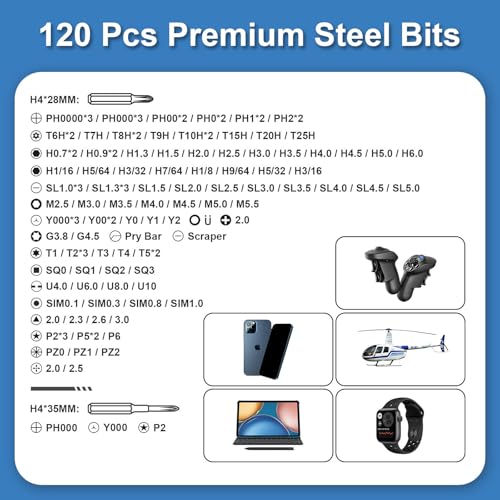 Screwdriver Set 130 in 1 Small Precision Screwdriver Set, Magnetic Precision Bits - Computer, Laptop, Jewelers, Game Controller, Electronics, Phone Repair Kit - color: Blue