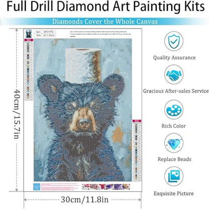 Diamond Art Kits for Adults,fun Bear Diamond Painting Kits 12 x 16in - color: DP01996