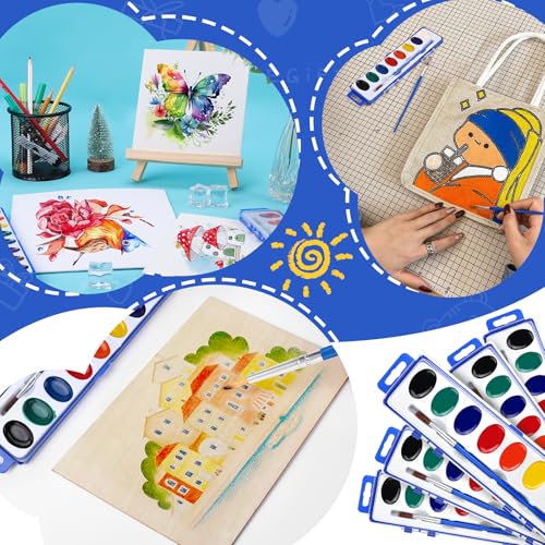 48 Pack Watercolor Paint Set Bulk for Kids, 8 Colors Washable Water Colors