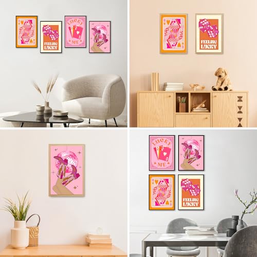 4 Pack Framed Paint by Numbers Kit for Adults, Pink Disco, 8 x 12 Inch - color: TRTDOP4F205
