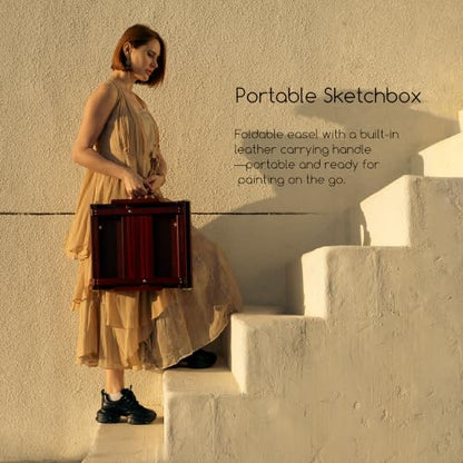 MEEDEN Portable Tabletop Easel for Painting: Artist Sketchbox - color: Deep Walnut