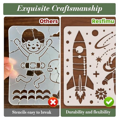Space Astronaut Stencils for Crafts Reusable 15Pcs Stencils(7.87X7.87 Inch) - color: Astronaut