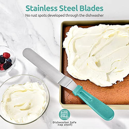 U-Taste Offset Icing Spatula Set, Cake Frosting Spreader, 6/8/10in,Aqua Sky - color: Teal/Aqua Sky (6", 8", 10")