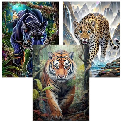 Ekuxom 3pcs Wild Animals Paint by Numbers for Adults Beginner - color: 3pcs Wild Animals
