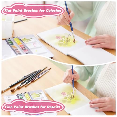Small Paint Brushes Bulk, 110 Pcs Flat Tip Round Acrylic Paint Brushes for Kids Classroom Acrylic Watercolor Canvas Face Painting Touch Up - style: Mixed(55Flat+55Fine)