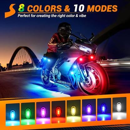 8Pcs Wireless LED Strobe Lights, High Brightness Wireless LED Strobe Light, 8 Colors 10 Flash Modes USB Charging Waterproof Anti-Collision Led Flashing Emergency Warning Light for Car Drone