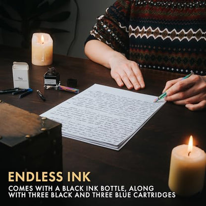 Wordsworth & Black Fountain Pen Gift Set, Medium & Extra Fine Nib, Rainbow - color: Rainbow