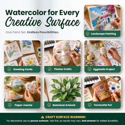 MyArtscape Watercolor Paint Set - 24 x 12ml Watercolor Paint Tubes