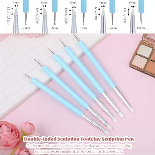 10 PCS Silicone Clay Tools, Silicone Brushes for Crafts Polymer Modeling Dotting Tool Clay Texture Tool Silicones Sculpting Tools for DIY Handicraft Embossing Pottery Nails
