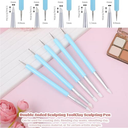 10 PCS Silicone Clay Tools, Silicone Brushes for Crafts Polymer Modeling Dotting Tool Clay Texture Tool Silicones Sculpting Tools for DIY Handicraft Embossing Pottery Nails