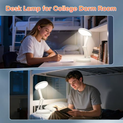 One Fire Rechargeable Table Lamp, 3600mAh Battery Operated Lamp Dorm Lamp - color: White
