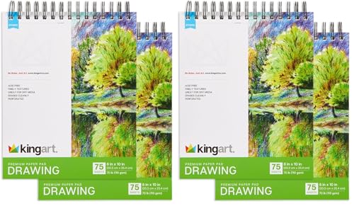 KINGART 8” x 10” Wire Bound Drawing Paper Pads, 70 lbs., Set of 2, (641-2) White (Pack of 2) - size: 8 x 10" (Pack of 2)