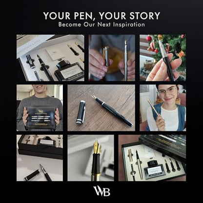 Wordsworth & Black Luxury Calligraphy Pen Set for Writing, 6 Nibs, Green - color: Green Chrome