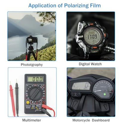 Polarized Film Sheets 3 PCS 7.8 x11.8inches/20x30cm Polarizer Linear Polarizing Filter Non-Adhesive for Educational Physics Photography Lighting