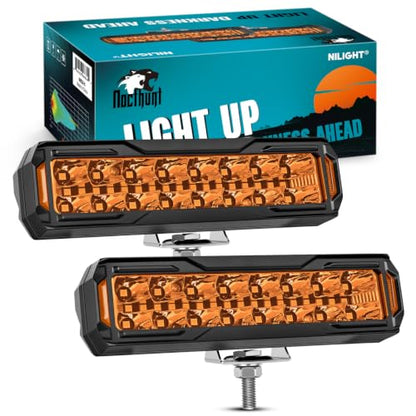 Nilight 6 Inch LED Light Bar 2PCS 50W Amber Spot Flood Combo Lamps - color: 50W Led Pod 2Pcs Amber