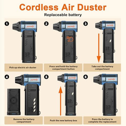 Electric air Duster，250,000RPM Super Power mini Blower,2 Swappable Battery