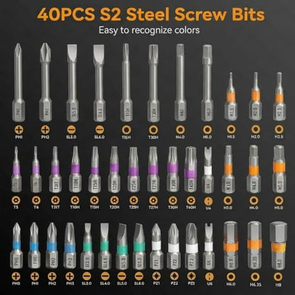 42 in 1 Magnetic Ratchet Screwdriver Set With T-Handle, Grey - color: Grey, size: 42 In 1