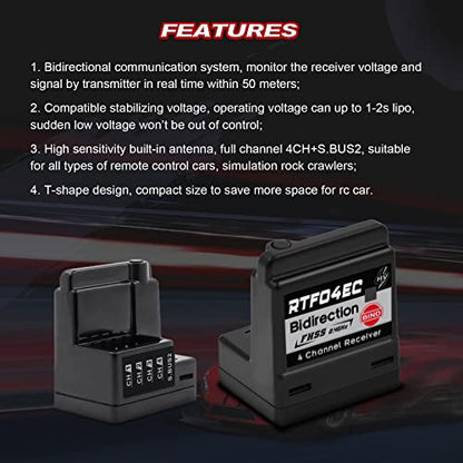 4CH S.BUS2 8.4V High Voltage Internal Antenna RC Car Receiver Compatible with T-FHSS(RTF04EC) - style: RTF04EC