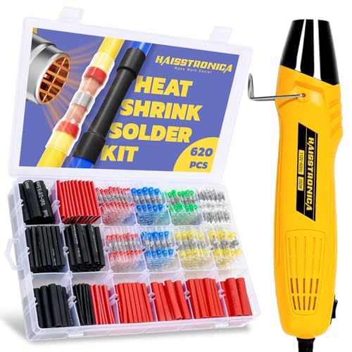 haisstronica 620PCS Wire Repair Kit, Solder Seals, 3:1 Tubing, Heat Gun - size: 620 PCS