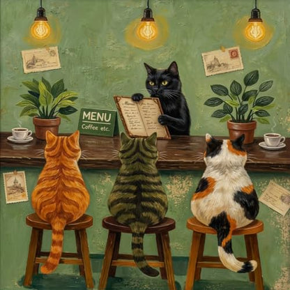 Dugsmgd Cat Diamond Art Kits for Adults, Coffee Diamond Painting 14x14in - color: Cat and Coffee
