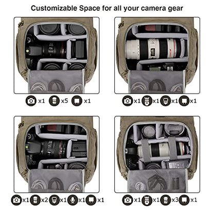 BAGSMART Camera Backpack DSLR Camera Bag Backpacks for Photographers - color: D-green[single Buckle]