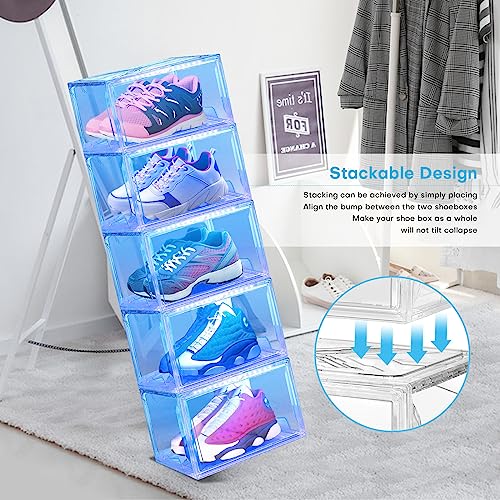 Oltraman LED Smart Shoe Boxes Display Case, Stackable Storage Organizers - color: Clear