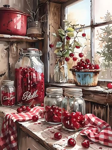Xoaoes Fruit Diamond Art Kits for Adults, Cherry 5D Diamond Painting Kits - color: CM084