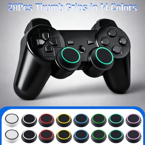 28 Pcs Controller Thumb Grips Set, Joystick Caps, Thumb Grip Cover Joystick Button Caps Controller Assist Silicone Accessories Replacement Parts