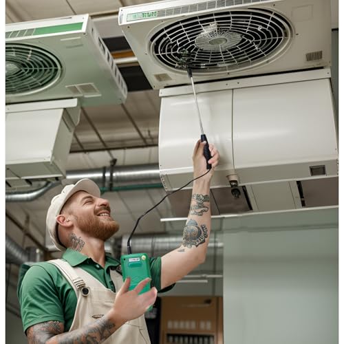 Professional-Grade Hot Wire Anemometer with Backlit LCD – Accurate Air Flow Meter for HVAC, Ducts, and Ventilation Systems, Wind Speed Meter Measures CFM/CMM, Temperature (℃/℉)