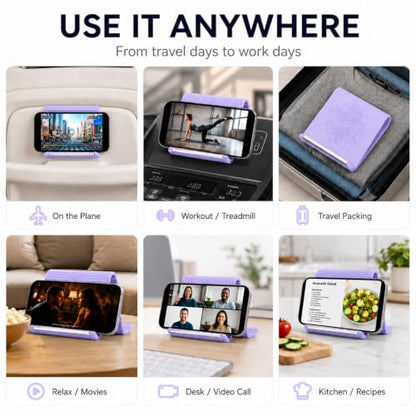 Airplane Phone Holder, Portable Travel Phone Stand, Lavender - color: Lavender-1PCS