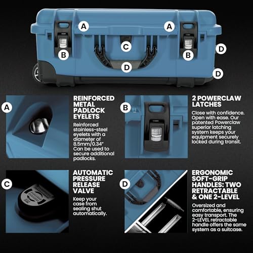 NANUK 935 Pro Photo Kit Camera Case, Waterproof Wheeled Hard Case, Carry-On - color: Cyan