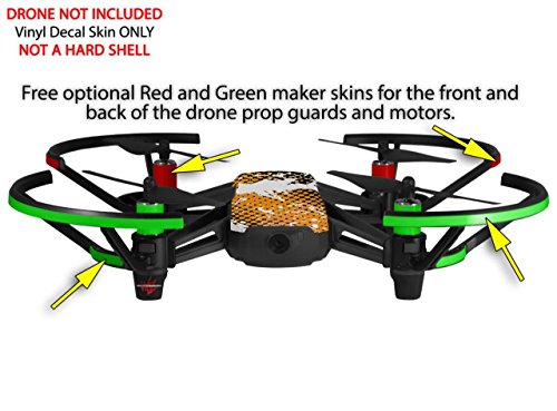 Skin Decal Wrap 2 Pack Compatible with DJI Ryze Tello Halftone Splatter White Orange Drone NOT Included
