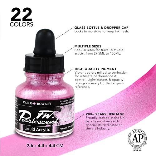 Daler-Rowney FW Pearlescent and Shimmering Liquid Acrylic Autumn Gold 1 oz.