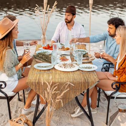Oudain 54 Inch x 100 ft Bamboo Reeds Tablecloth Roll with Cutter Box - style: Hawaiian Beach