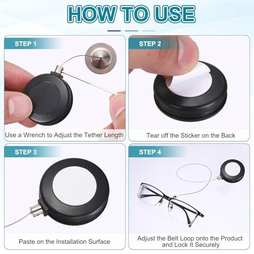 PATIKIL Retractable Remote Control Cable Tether (3ft / 0.9M, White)(1 Set) Round Remote Control Security Lanyard Lock Adjustable Locking Leash with Rope Locks, Suit for - TVs/Tablets - color: White