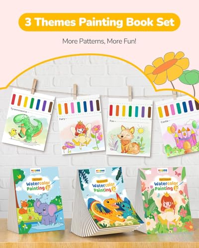 TECJOE 3 Pack Paint with Water Books, Kids Watercolor Activity Set - color: Forest & Princess & Dinosaur