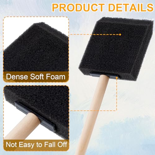 HINZIC 5 Pcs 3" Foam Paint Brushes, Wood Handle Sponge Brushes, Black - color: Black, 5pcs, 3"