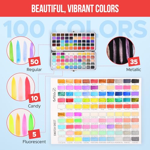 Premium Watercolor Paint Set Bundle with 100 Vibrant Colors for Adults - color: Large Set